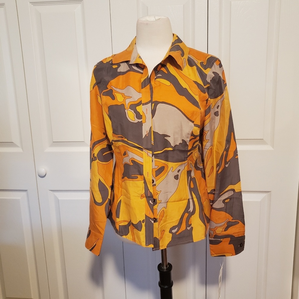 Jones New York Orange and Gray Blouse